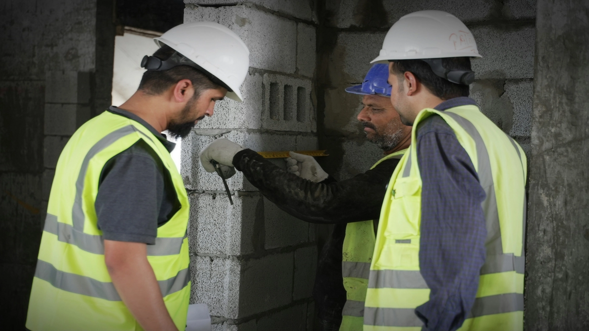 engineers building a retaining wall